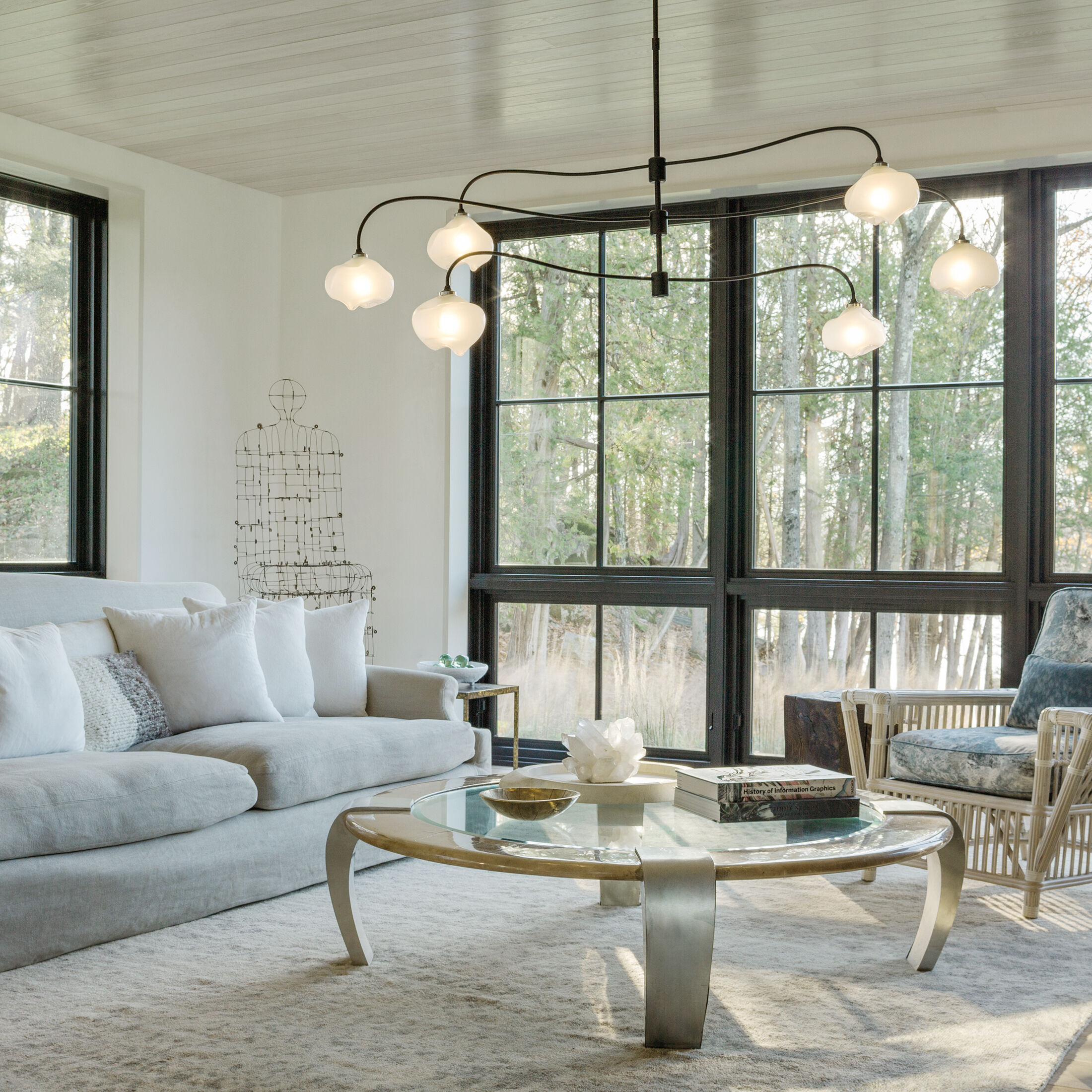 Ume 6 Light 58.6 inch Black Pendant Ceiling Light in Frosted, Large