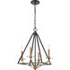 Raleigh LED 17.5 inch Black Brushed Brass Mini Chandelier Ceiling Light