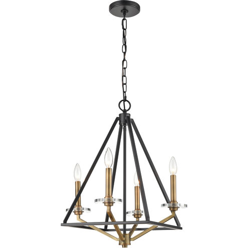 Raleigh LED 17.5 inch Black Brushed Brass Mini Chandelier Ceiling Light