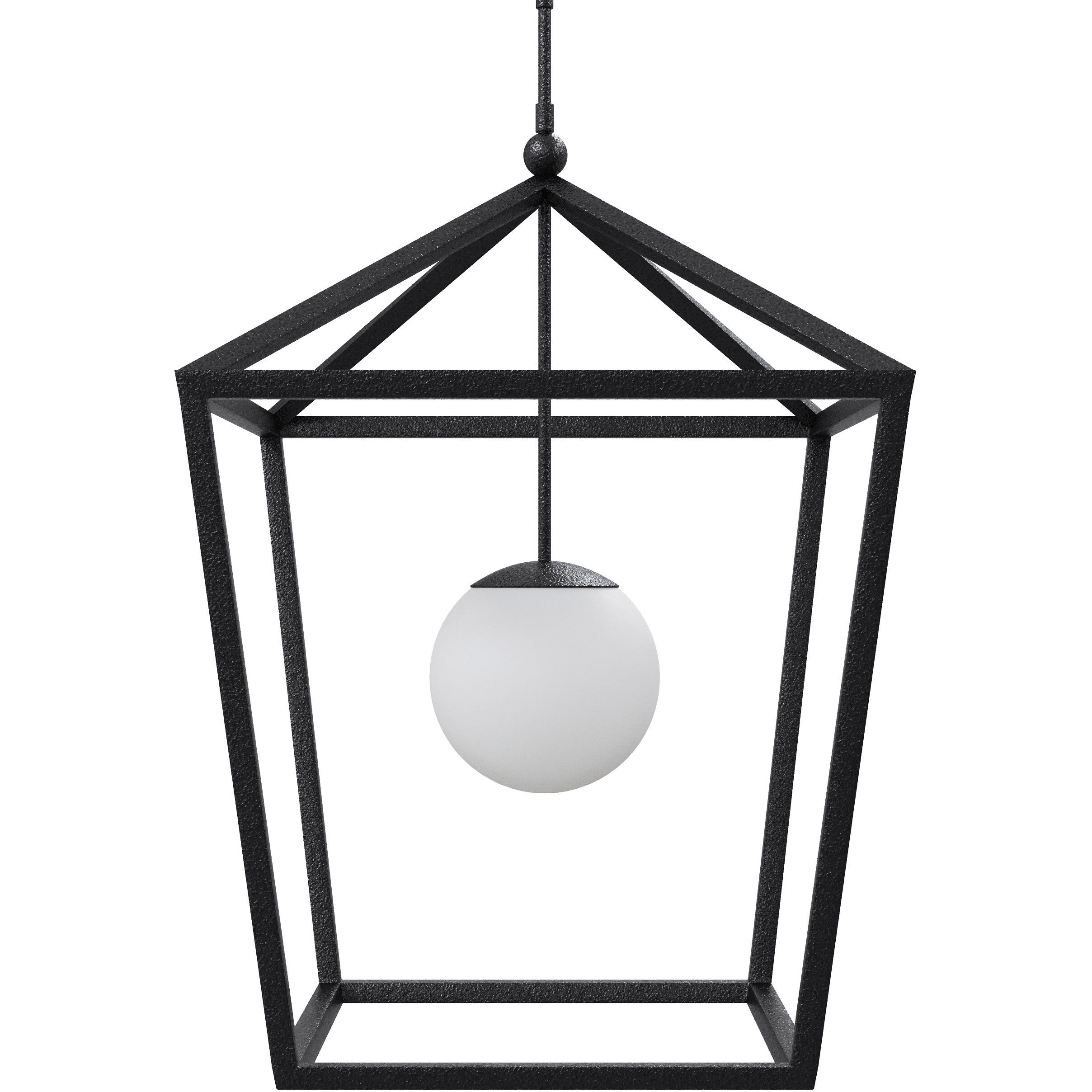 Denison 1 Light 26 inch Black/Frosted White Outdoor Lantern Pendant, Large