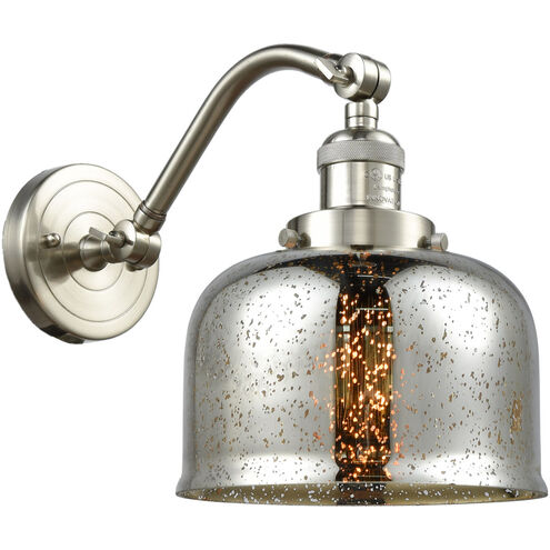 Franklin Restoration Large Bell LED 8 inch Brushed Satin Nickel Sconce Wall Light in Silver Plated Mercury Glass, Franklin Restoration