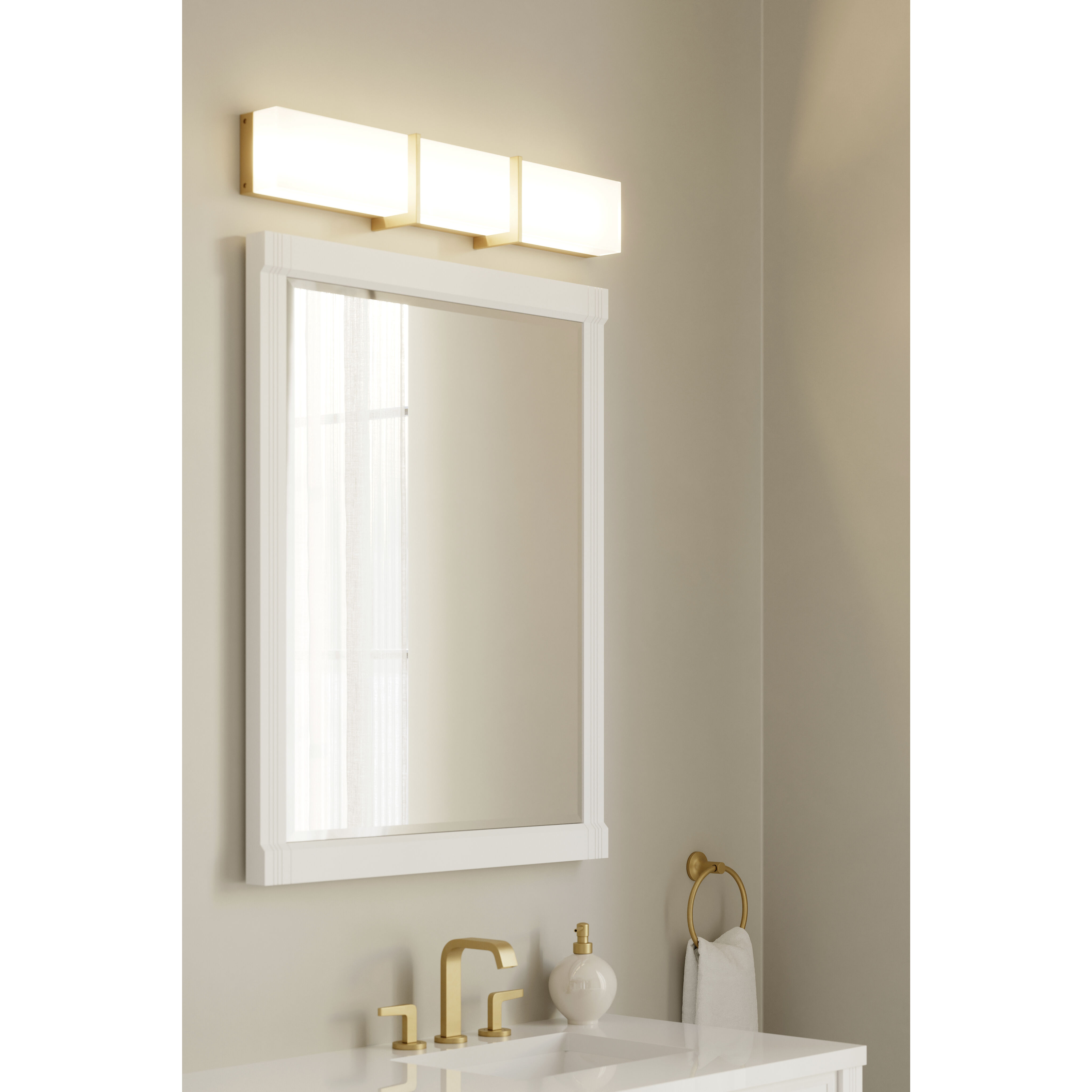 High Rise LED 30.25 inch Legacy Brass Bath Bar Wall Light