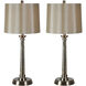 Brooks 10 inch 100 watt Satin Nickel Table Lamp Portable Light, Set of 2