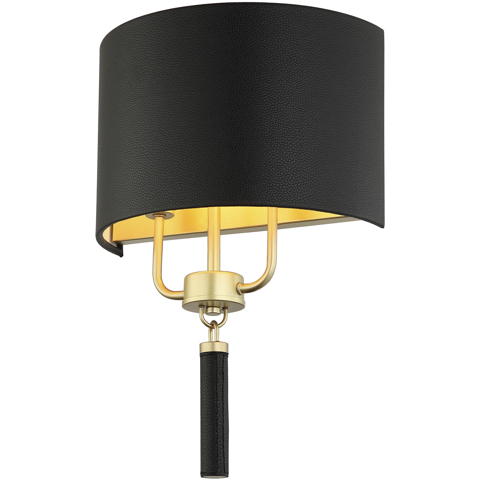 Secret Agent 2 Light 12 inch Gold and Black Leather Wall Sconce Wall Light