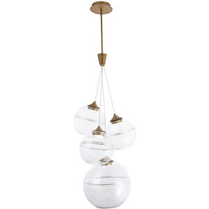 Bistro LED 18.25 inch Aged Brass Multi-Light Pendant Ceiling Light, dweLED