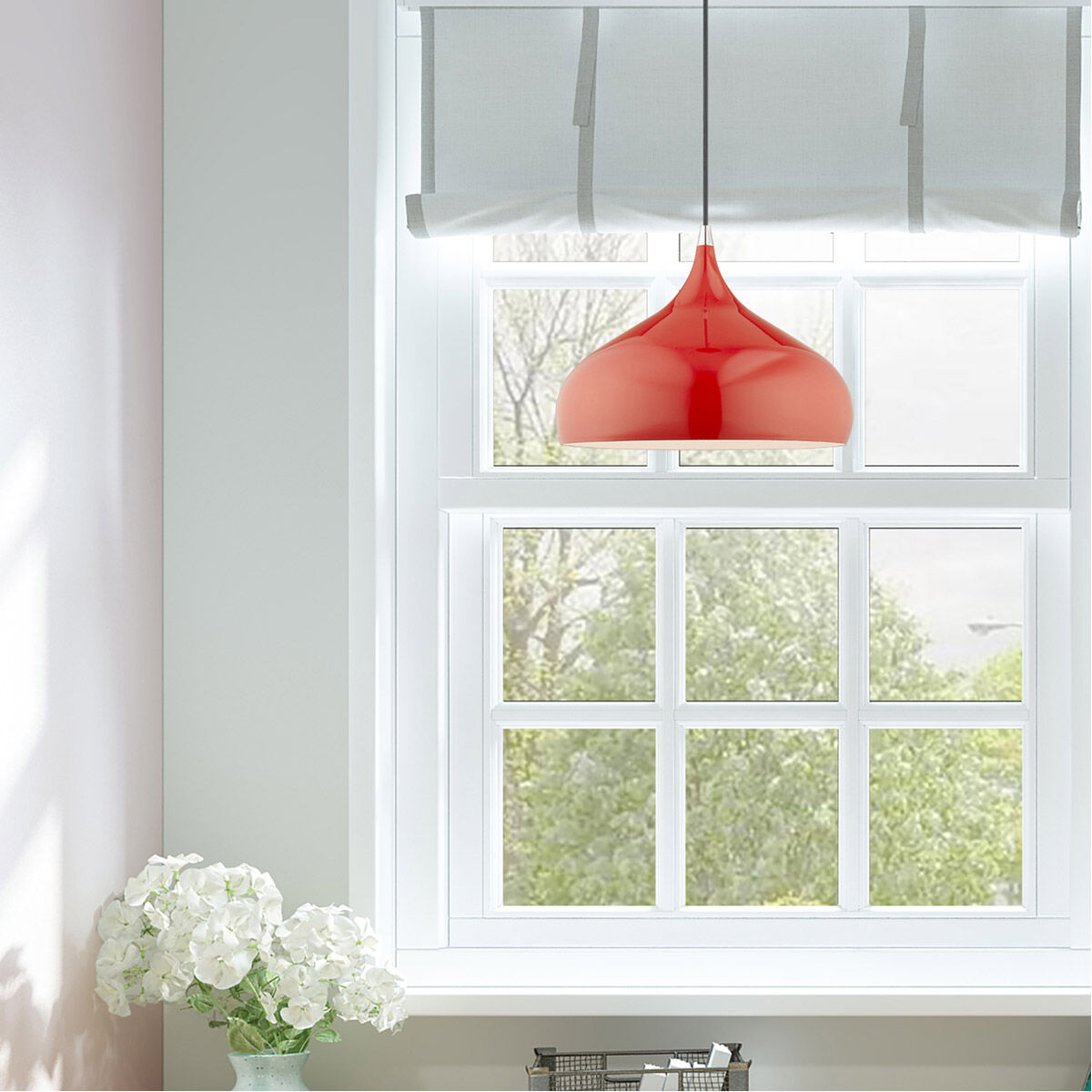 Allison 1 Light 14 inch Shiny Red Mini Pendant Ceiling Light