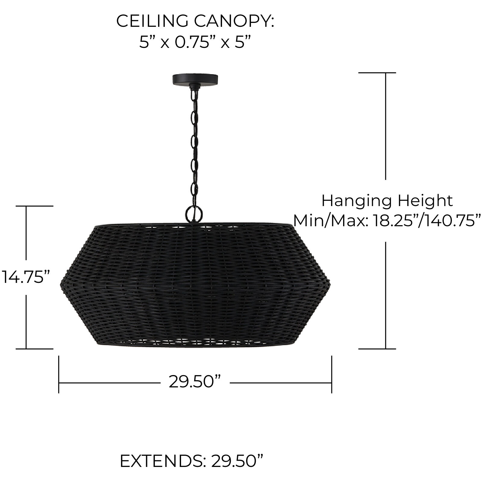 Boca 6 Light 29.5 inch Matte Black Pendant Ceiling Light