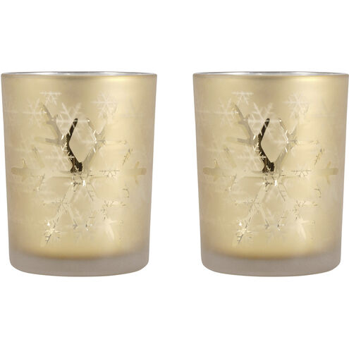 Snowflake Antique Gold Holiday Candleholder, Pillar