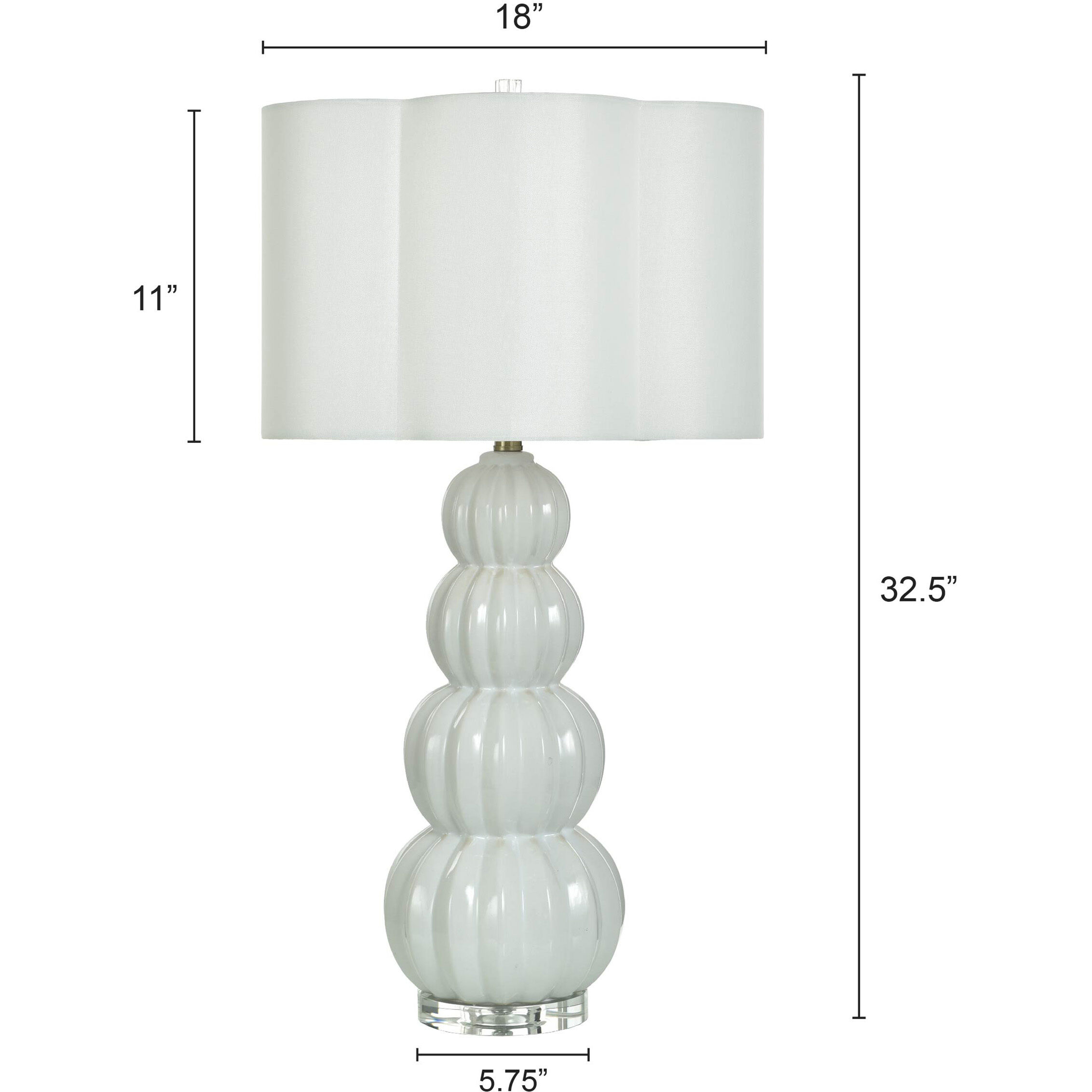 Ophelia 33 inch 150 watt Glossy White Table Lamp Portable Light