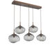 Nova LED LED Burnished Bronze Linear Pendant Ceiling Light in 2700K LED, Floret Inner - Smoke Outer, Multi-Pendant