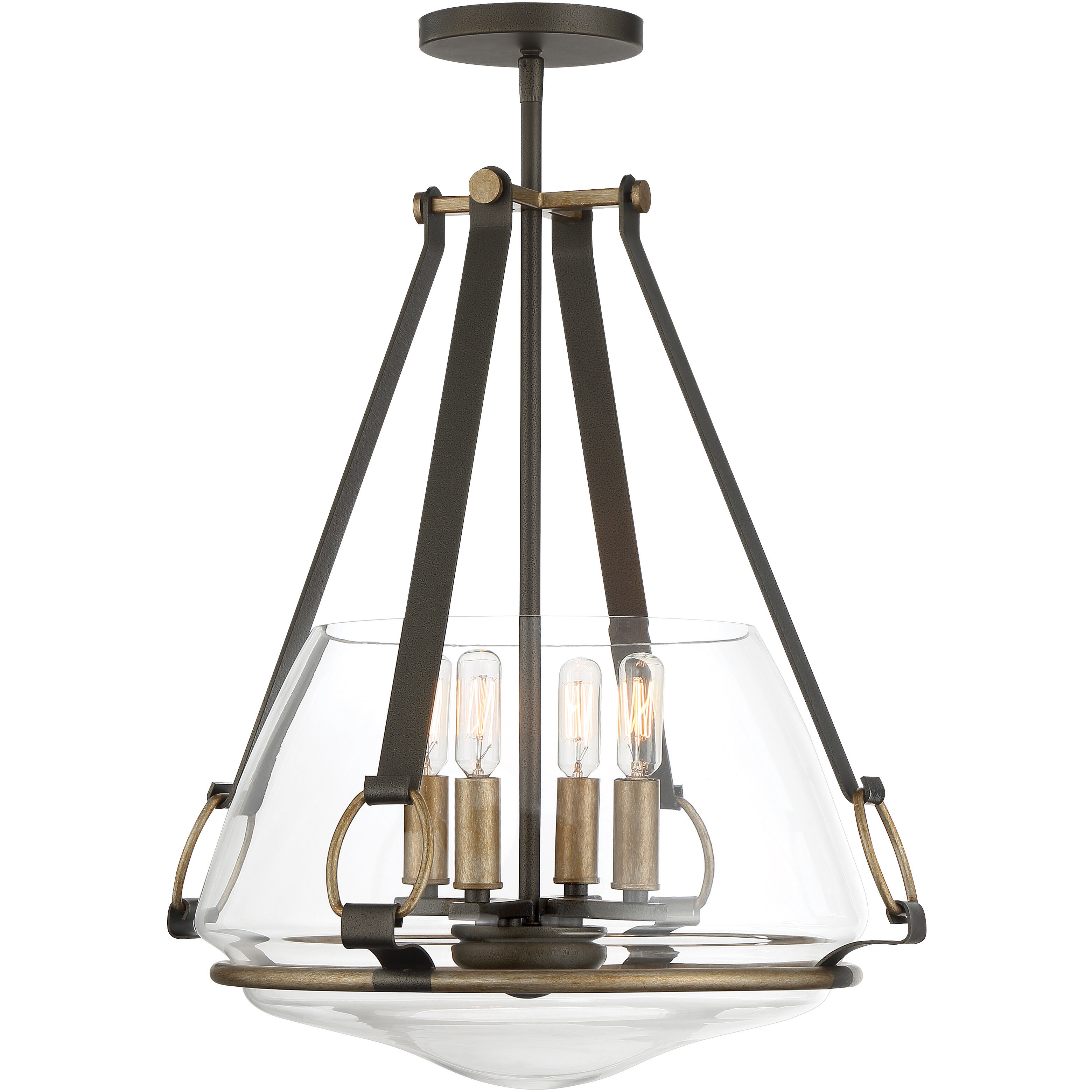 Eden Valley 4 Light 18 inch Smoked Iron/Aged Gold Pendant Ceiling Light, Convertible