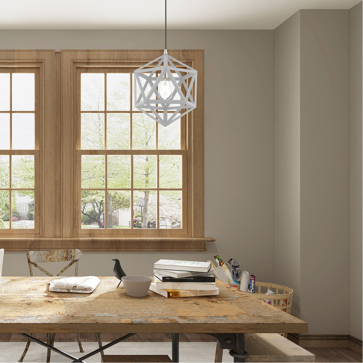 Geometric 1 Light 13 inch Nordic Gray Mini Pendant Ceiling Light