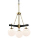 Allie 3 Light 18 inch Black/Satin Brass Chandelier Ceiling Light