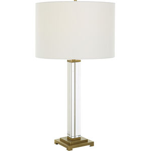 Crystal Column 28 inch 150.00 watt Crystal and Antique Brass Table Lamp Portable Light