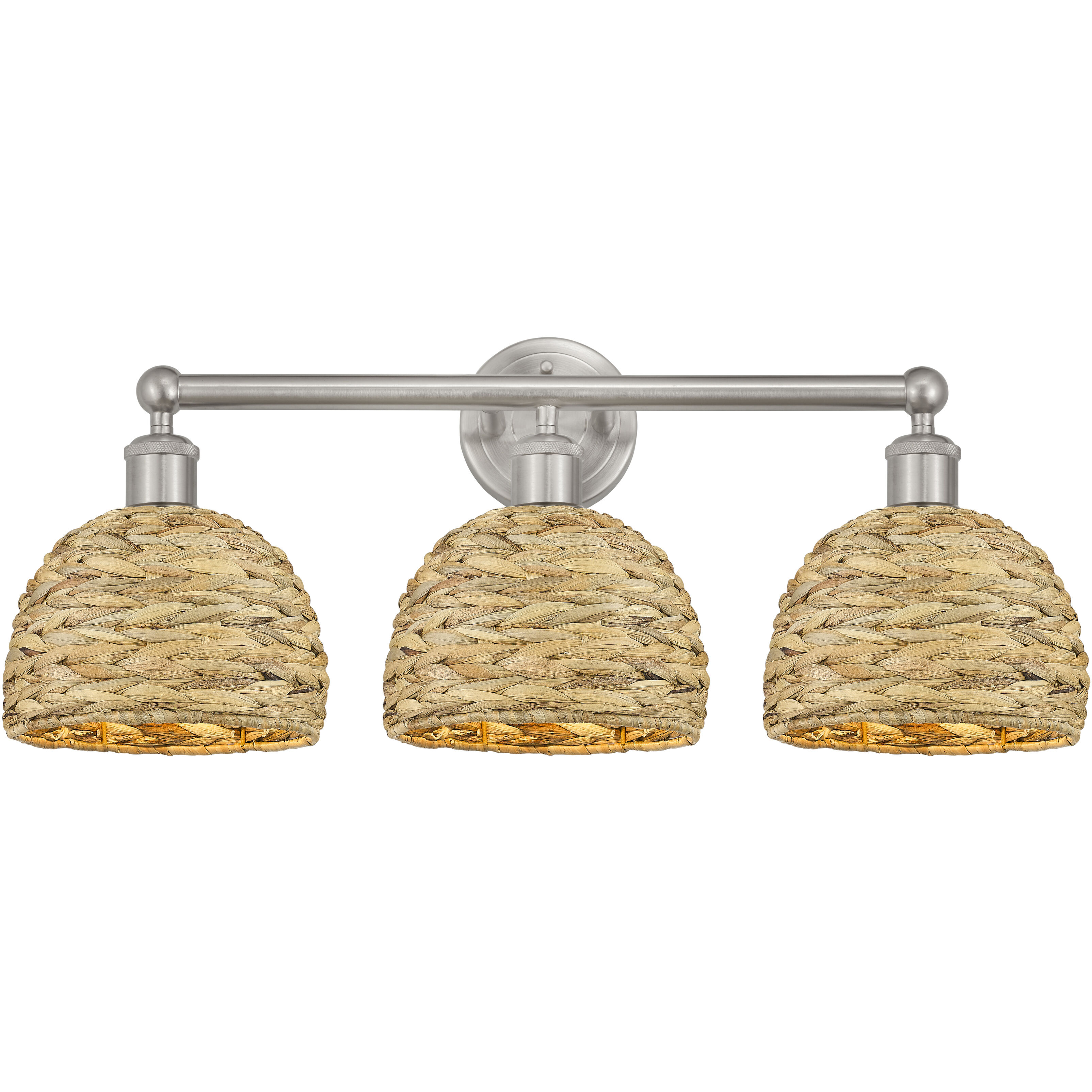 Edison Woven Rattan 3 Light 26 inch Brushed Satin Nickel Bath Vanity Light Wall Light