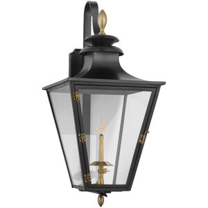 Chapman & Myers Albermarle2 1 Light 24 inch Matte Black and Brass Outdoor Bracketed Gas Wall Lantern, Small