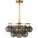 Alora Mood Faye 3 Light 17.75 inch Brushed Gold Chandelier Ceiling Light in Smoked Glass