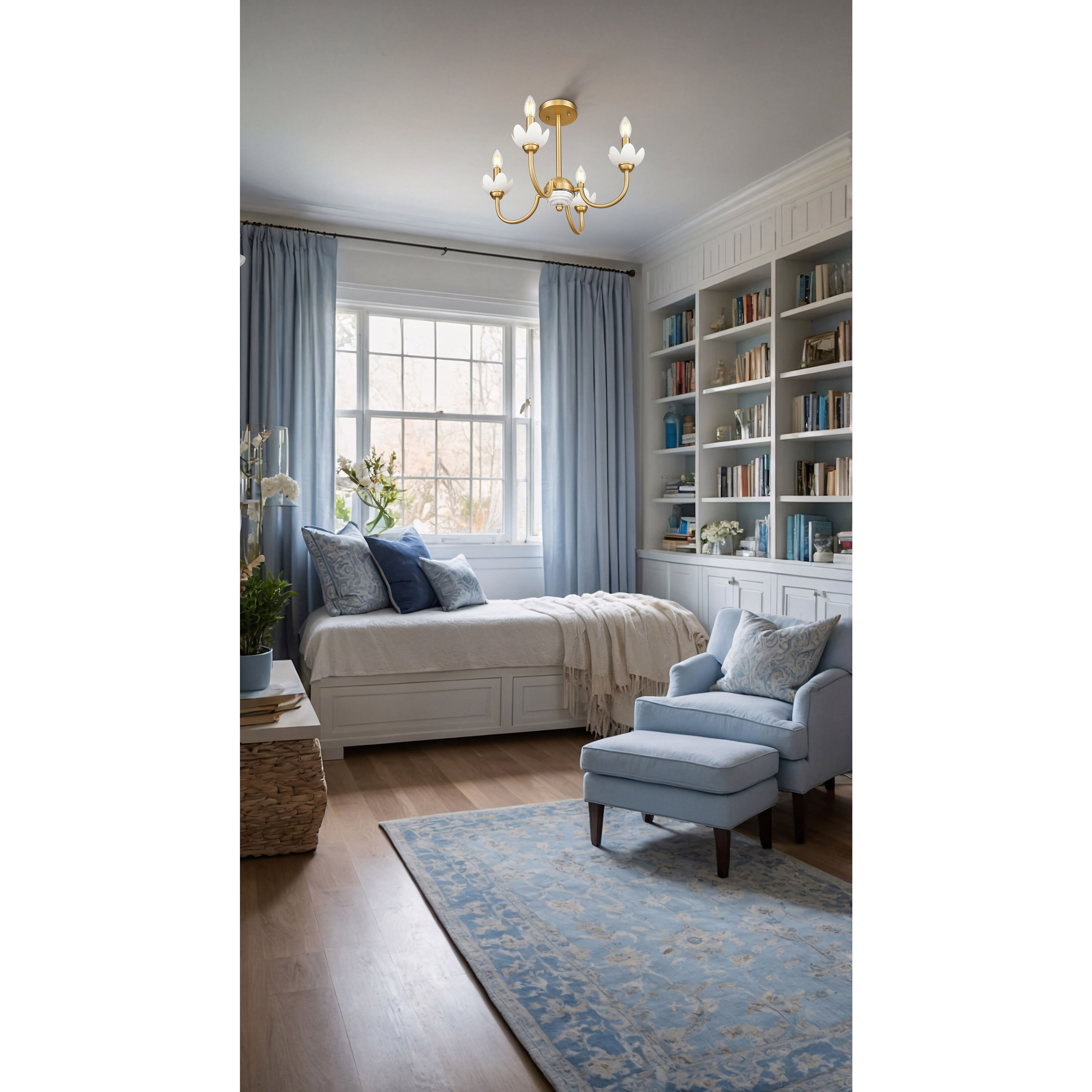 Allistair 4 Light 20 inch Modern Gold Semi Flush Mount Ceiling Light