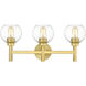 Sutton 3 Light 23.75 inch Brushed Gold Vanity Wall Light in Bronze Gold
