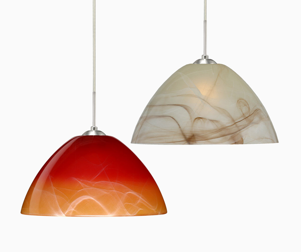 Tessa LED Satin Nickel Pendant Ceiling Light in Mocha Glass