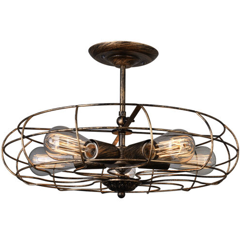 Pamela 5 Light 19 inch Antique Copper Flush Mount Ceiling Light in Antique Forged Copper