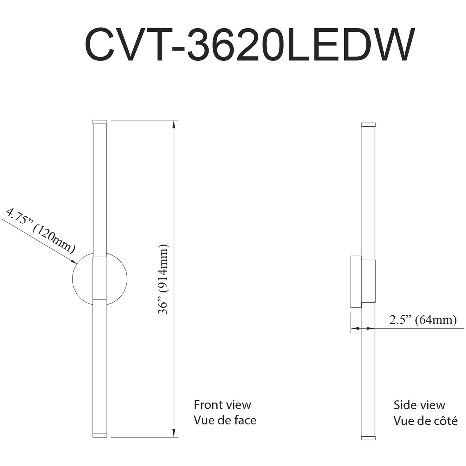 Corvette LED 36 inch Matte Black Wall Sconce Wall Light