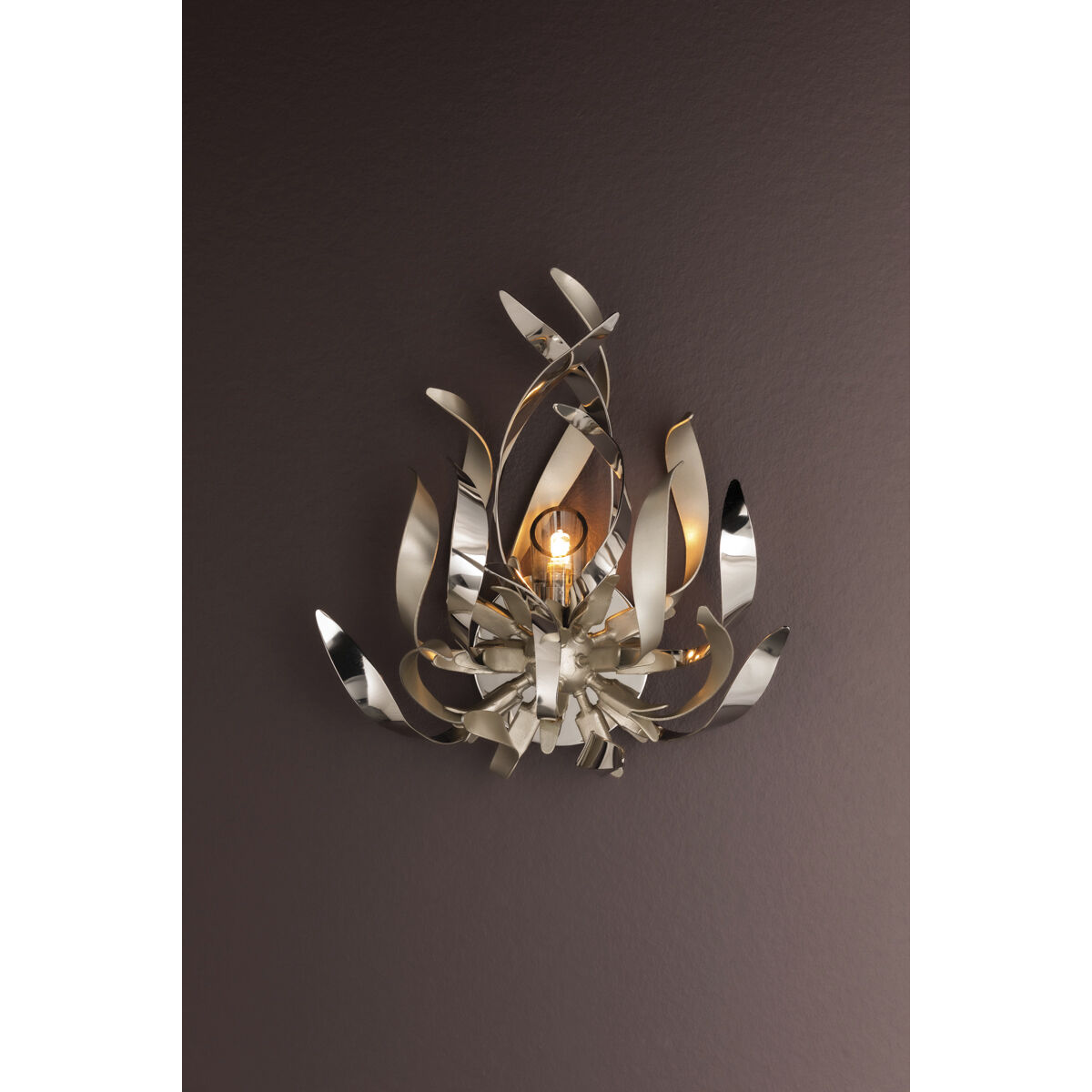 Graffiti 1 Light 10 inch Silver Leaf and Polished Stainless Wall Sconce Wall Light