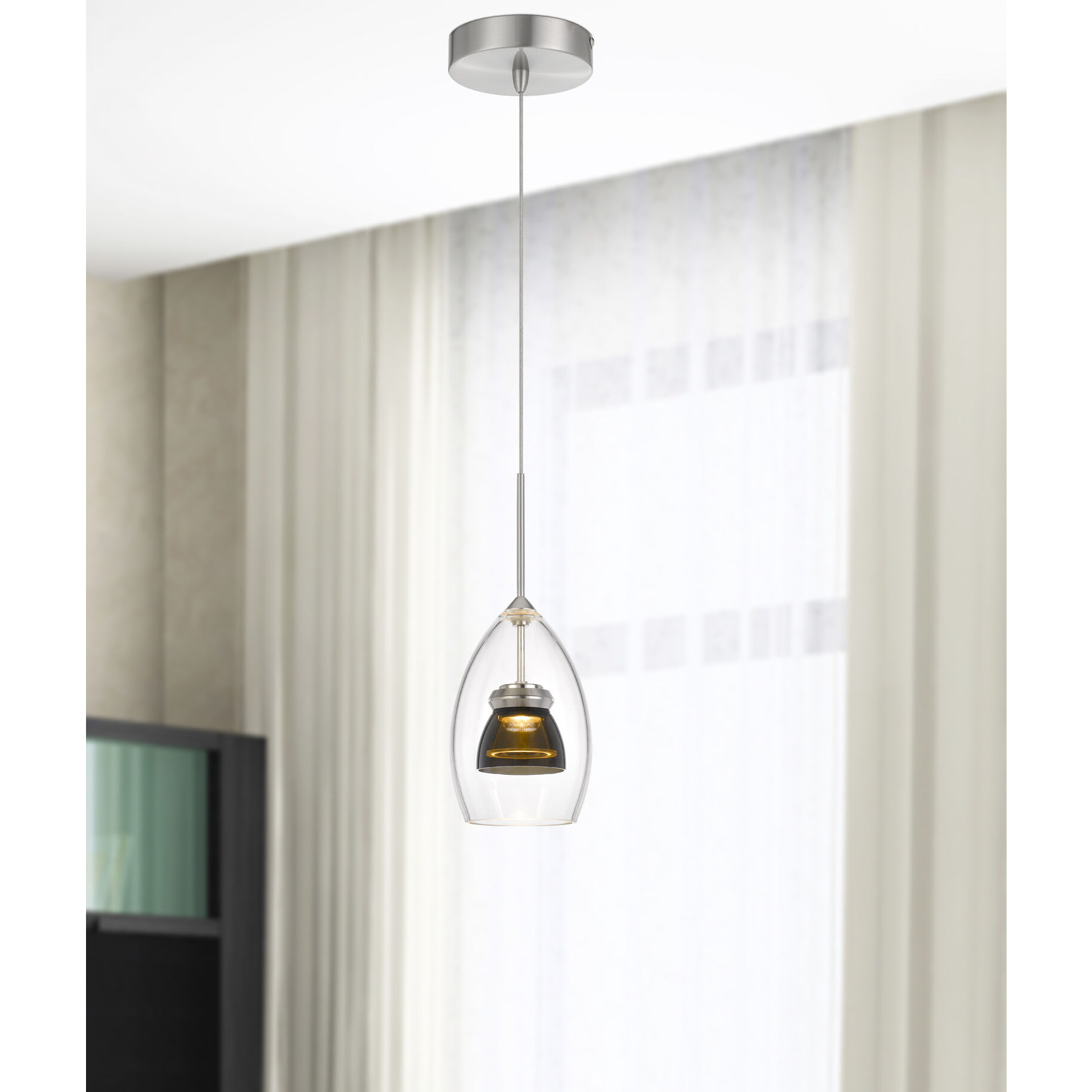 Double Glass LED 4 inch Smoked Mini Pendant Ceiling Light