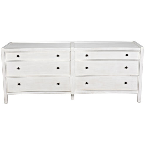Hampton White Wash Dresser, 6 Drawer