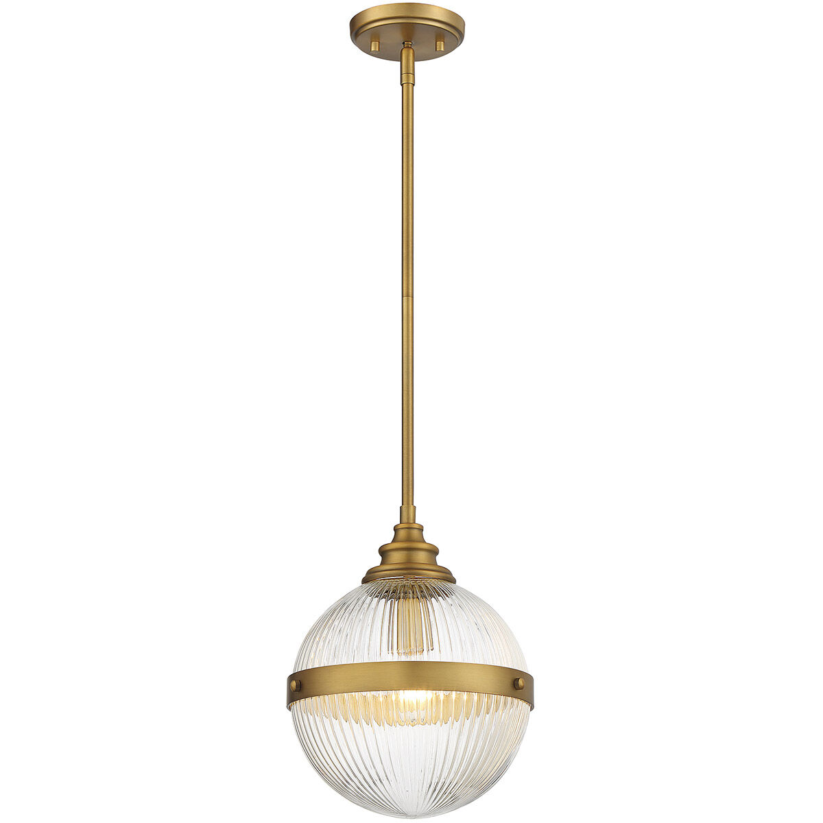 Modern 1 Light 10 inch Natural Brass Mini-Pendant Ceiling Light