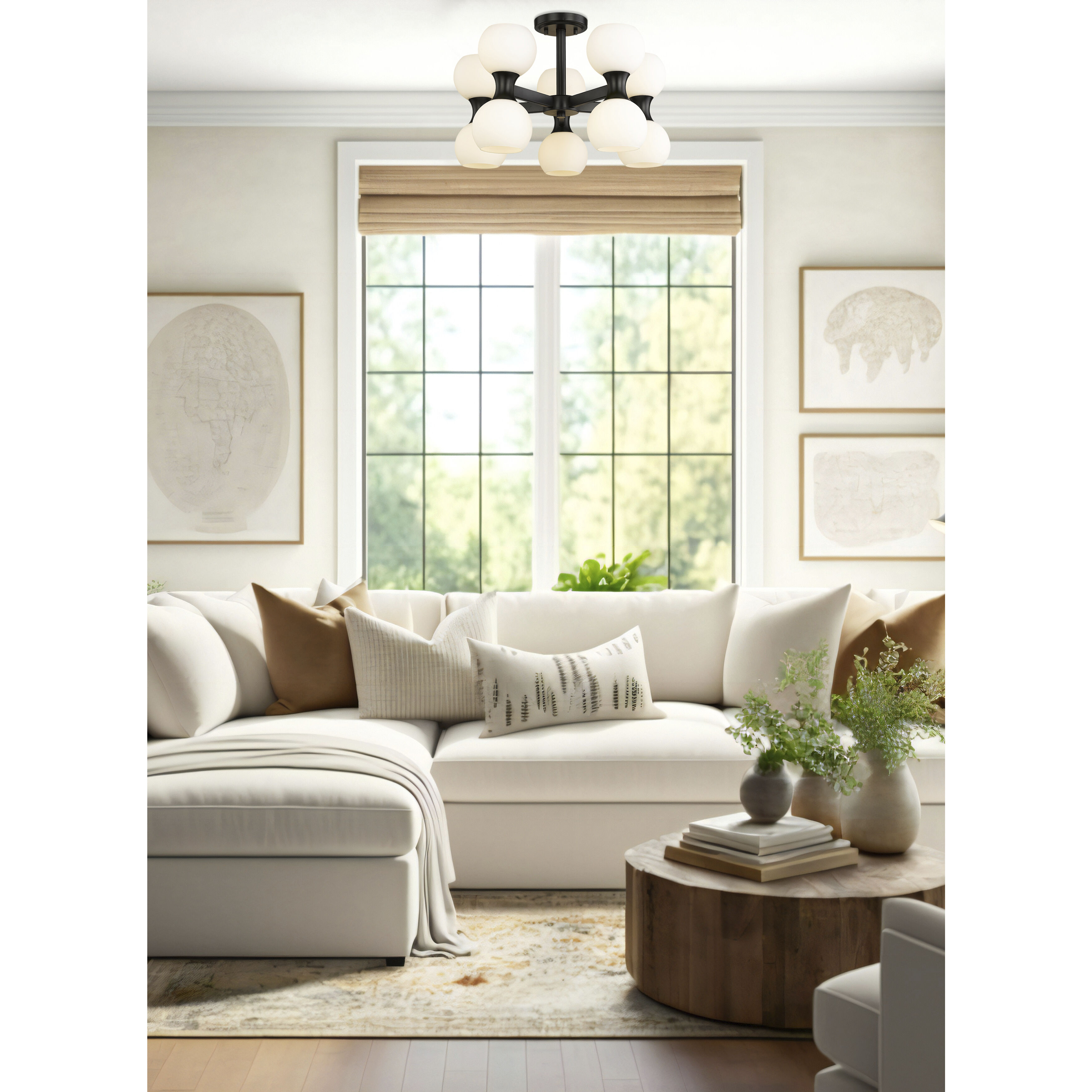 Artemis 10 Light 21 inch Matte Black Semi Flush Mount Ceiling Light