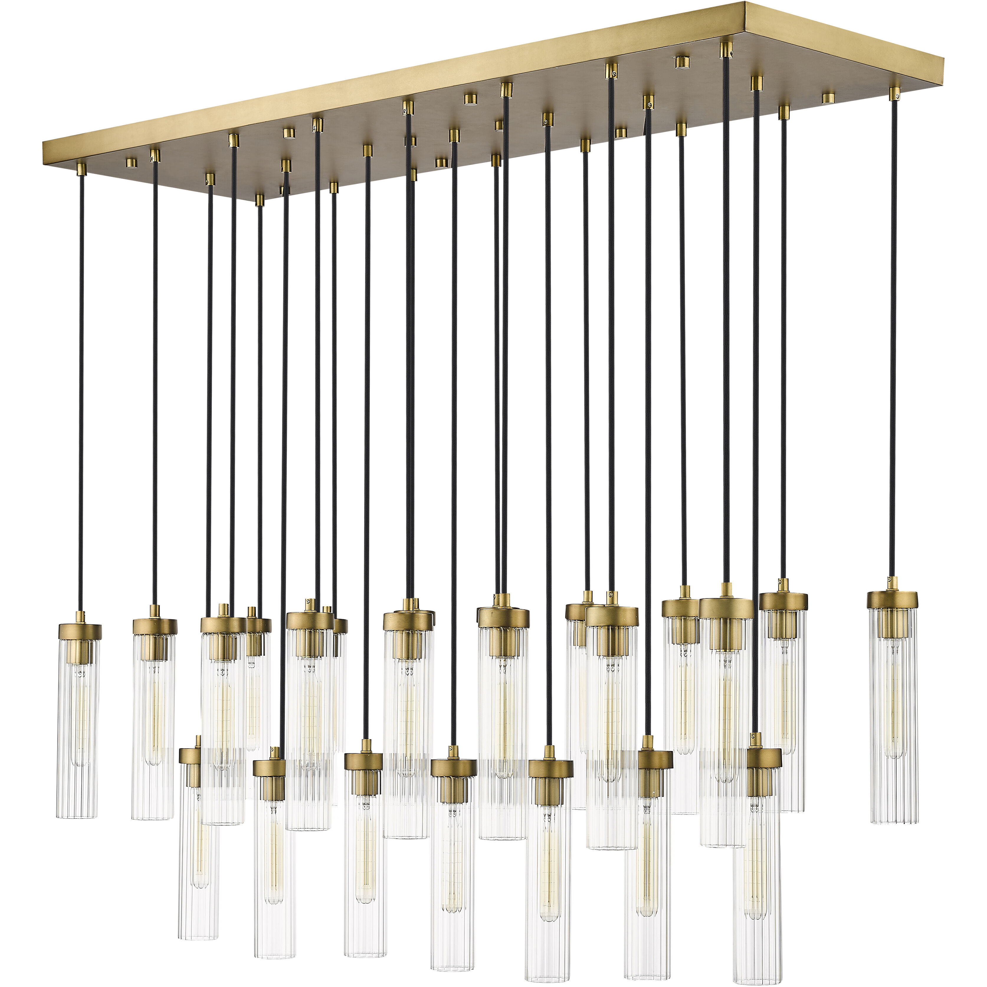 Beau 23 Light 54 inch Rubbed Brass Linear Chandelier Ceiling Light