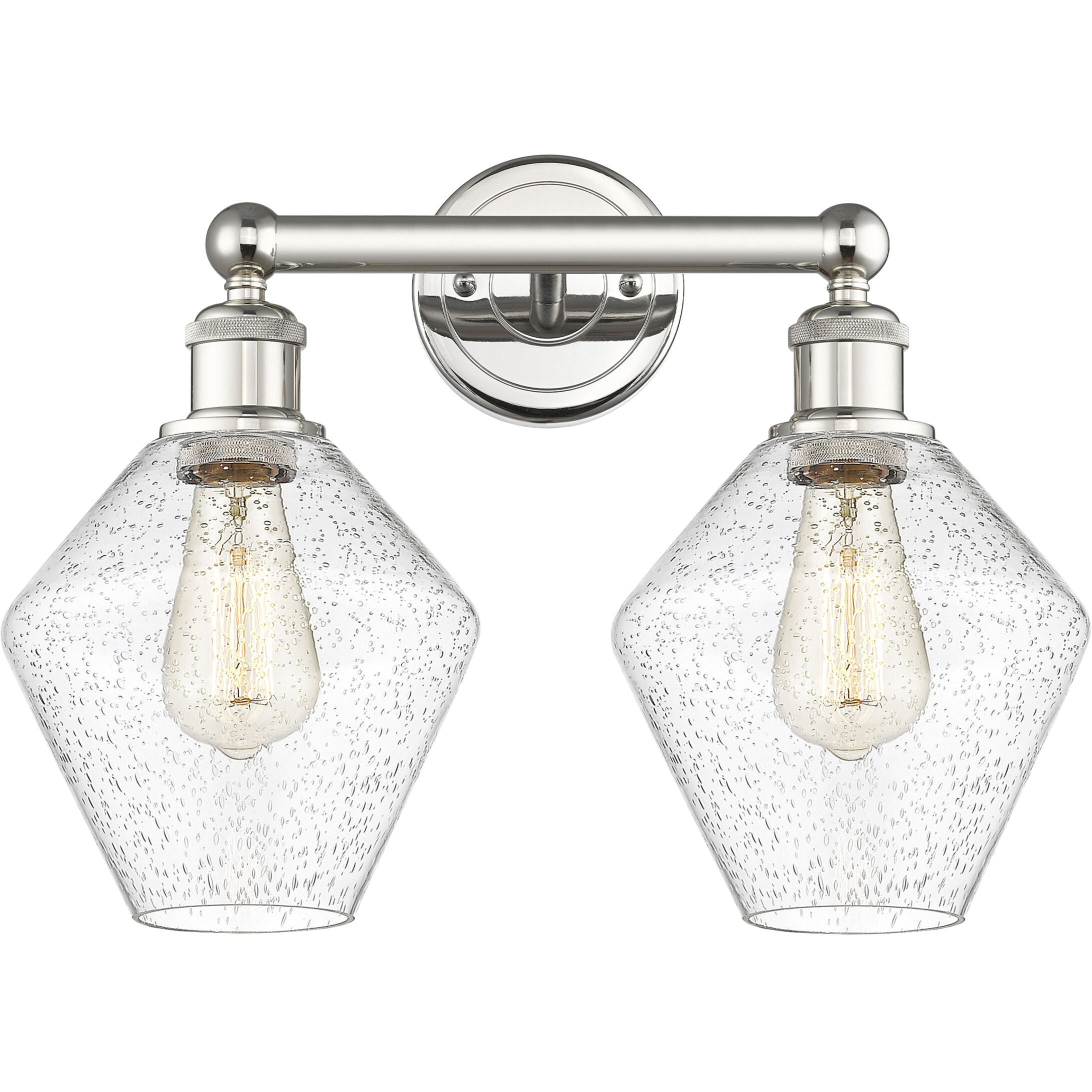 Cindyrella 2 Light 17 inch Polished Nickel Bath Vanity Light Wall Light in Seedy Glass