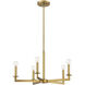 Transitional 5 Light 23 inch Natural Brass Chandelier Ceiling Light