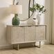 Maeva Natural Acacia Wood and Antique Gold 3 Door Cabinet