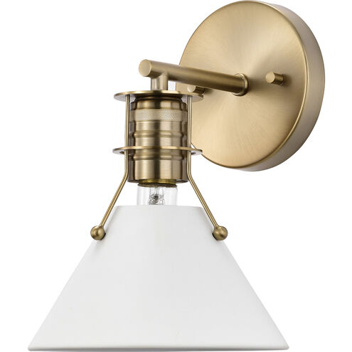 Outpost 1 Light 7 inch Matte White/Burnished Brass Bathroom Vanity Lights Wall Light