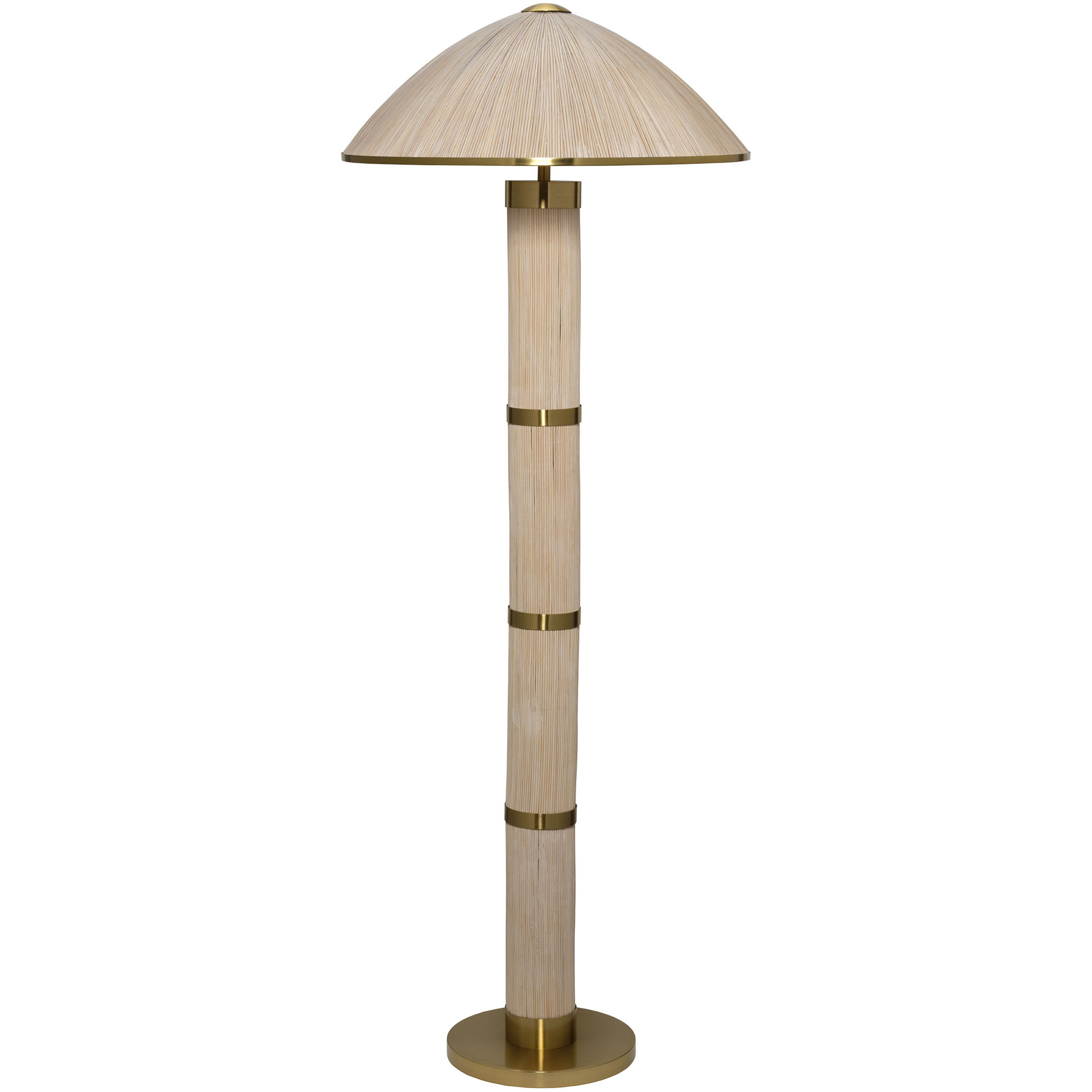Seychelles 64 inch 60 watt White Washed Rattan and Polished Brass Floor Lamp Portable Light, Inline