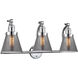 Franklin Restoration Small Cone 3 Light 28 inch Polished Chrome Bath Vanity Light Wall Light in Plated Smoke Glass, Franklin Restoration