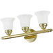 Neptune 3 Light 19 inch Polished Brass Bath Vanity Wall Light