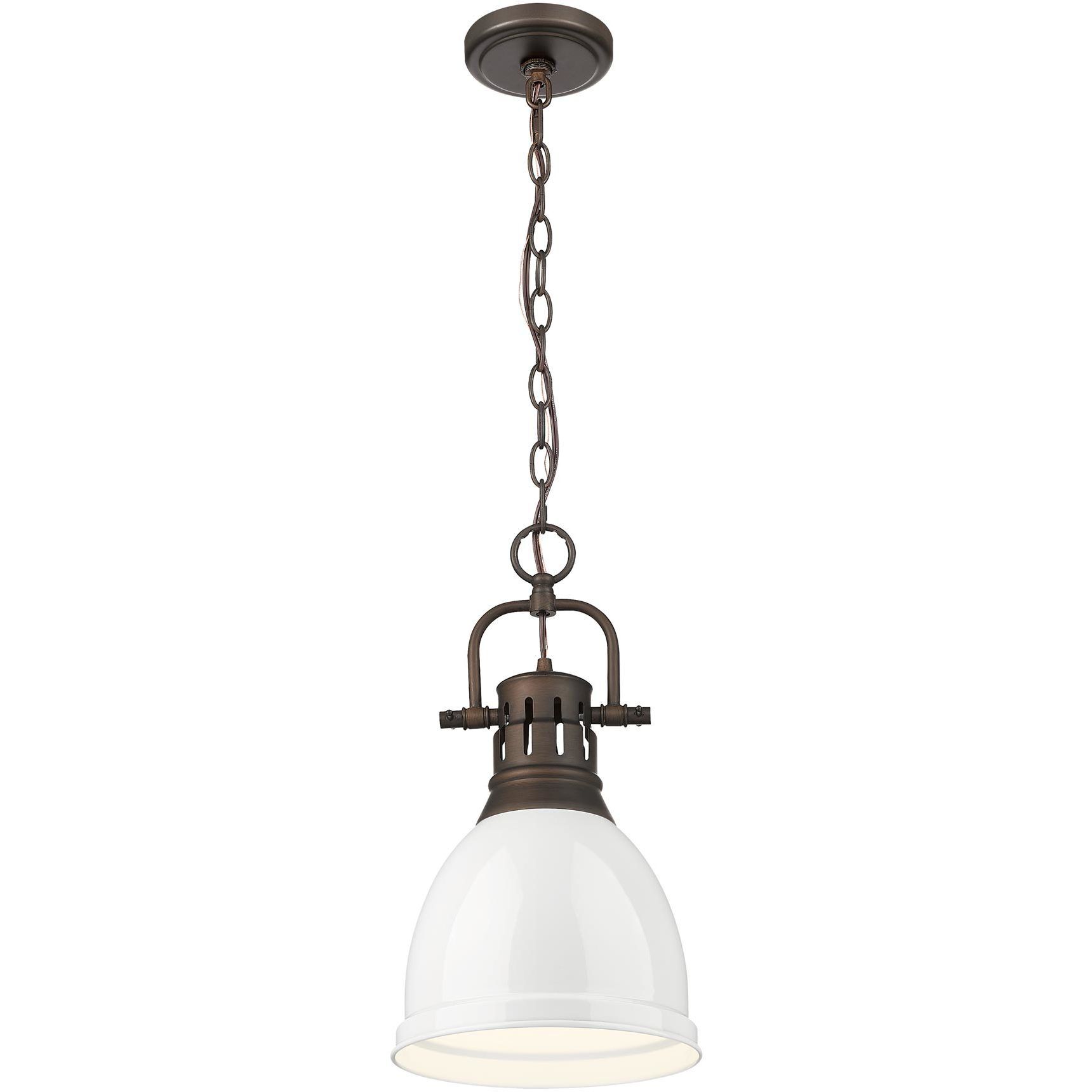 Yep Duncan 1 Light 8.88 inch Rubbed Bronze Pendant Ceiling Light in White, Small