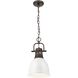 Yep Duncan 1 Light 8.88 inch Rubbed Bronze Pendant Ceiling Light in White, Small