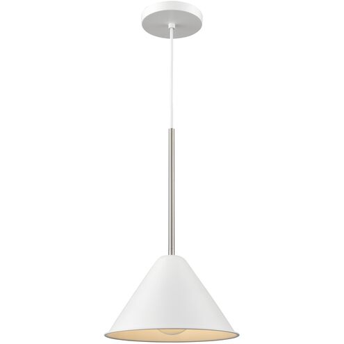 Lily 1 Light 10 inch Matte White and Satin Nickel Pendant Ceiling Light
