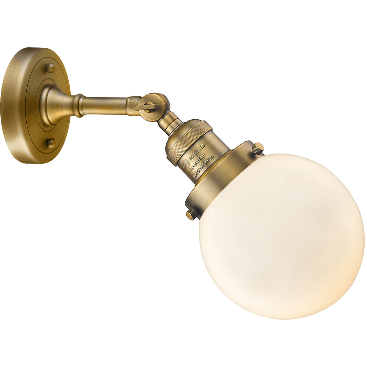 Franklin Restoration Beacon LED 6 inch Brushed Brass Sconce Wall Light in Matte White Glass, Franklin Restoration