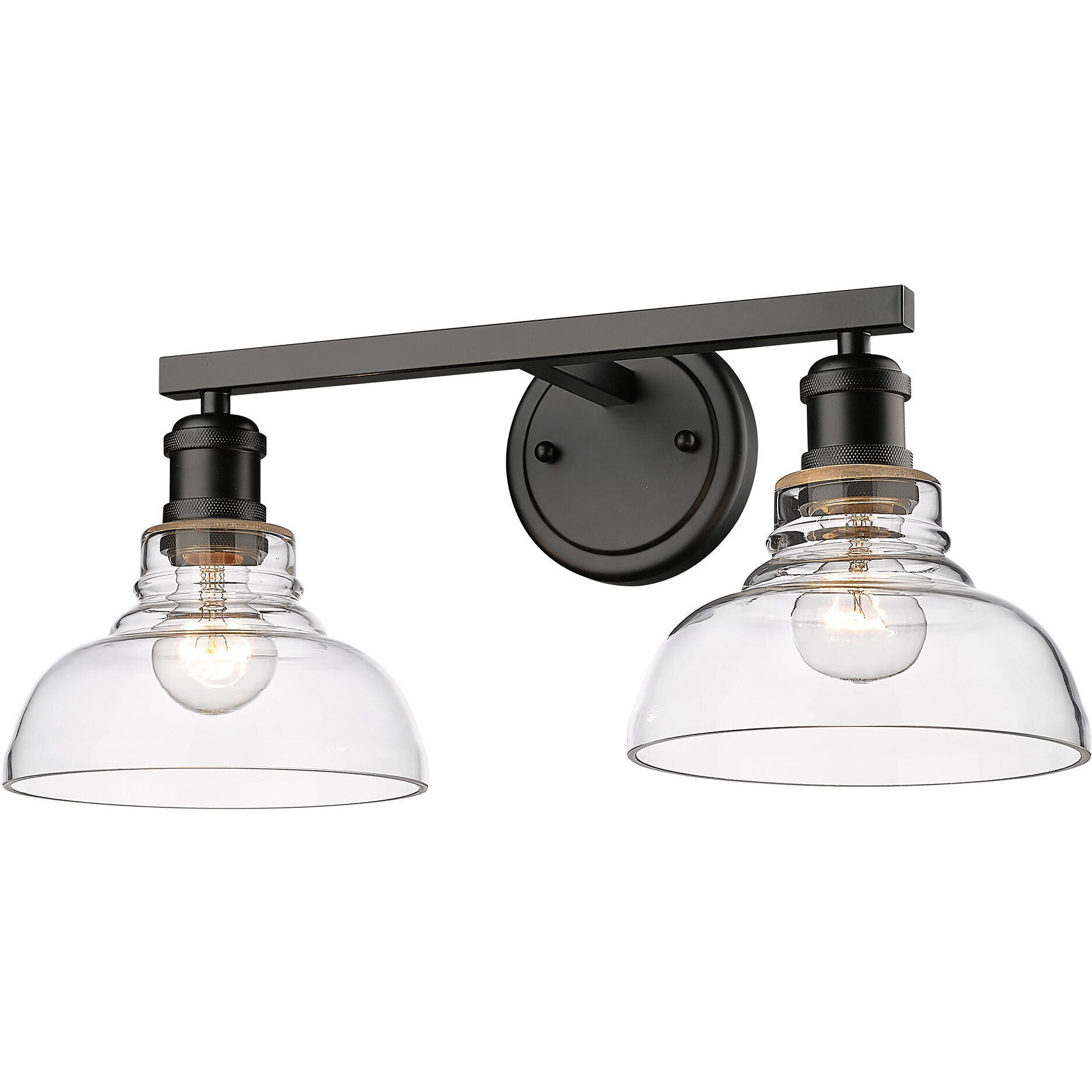 Yep Carver Vanity Wall Light in Matte Black, Clear Glass
