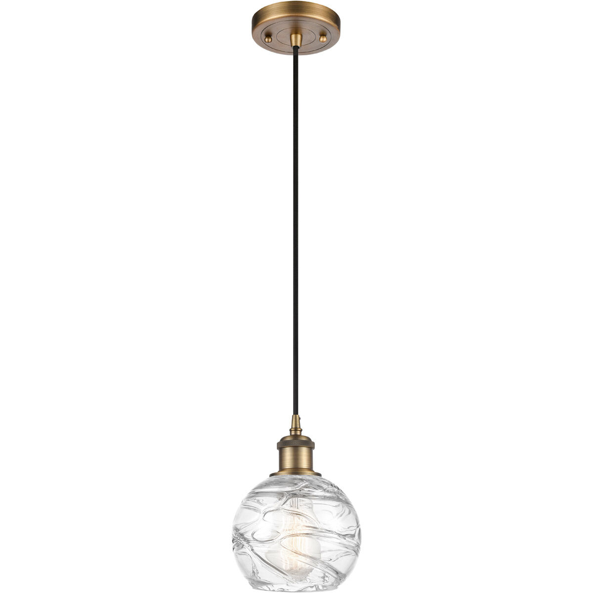 Ballston Small Deco Swirl LED 6 inch Brushed Brass Mini Pendant Ceiling Light in Black Textured, Ballston