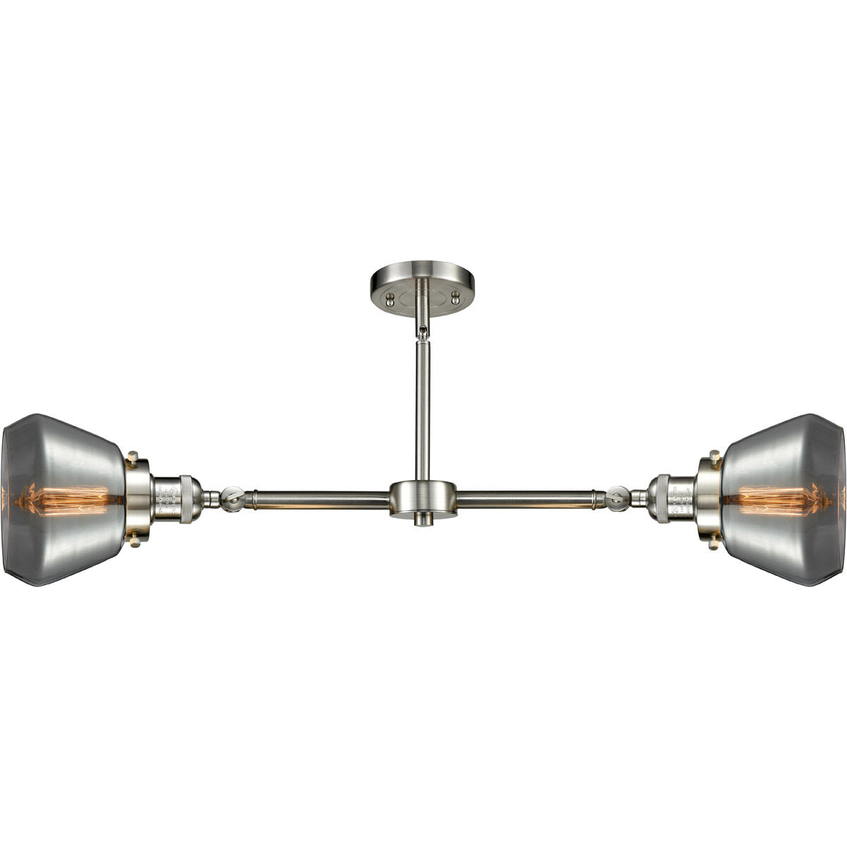 Franklin Restoration Fulton 2 Light 21 inch Brushed Satin Nickel Chandelier Ceiling Light in Plated Smoke Glass, Franklin Restoration