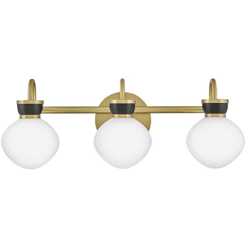 Lucy 3 Light 25 inch Lacquered Brass with Black Bath Light Wall Light