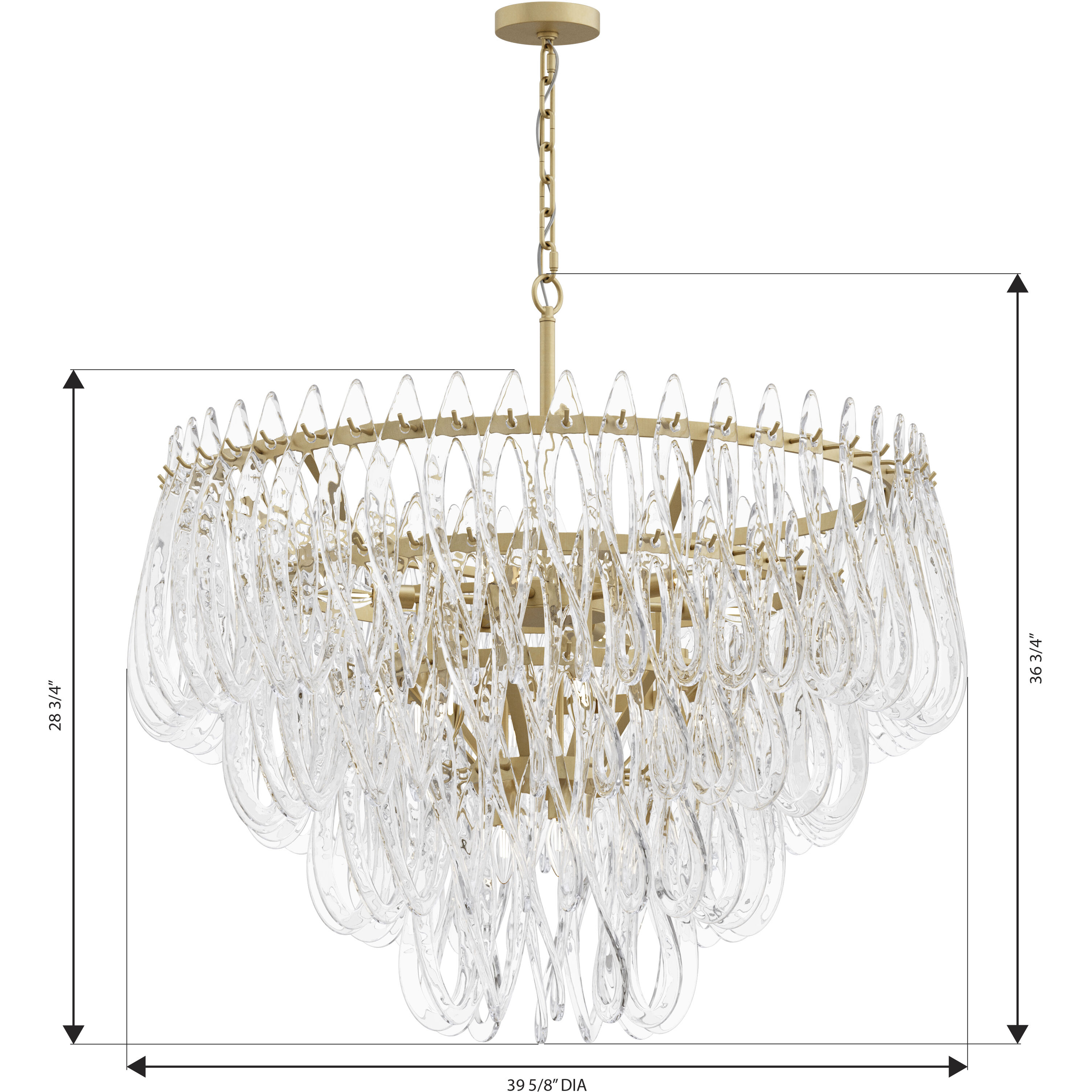 Glassara 15 Light 39.75 inch Legacy Brass Pendant Ceiling Light