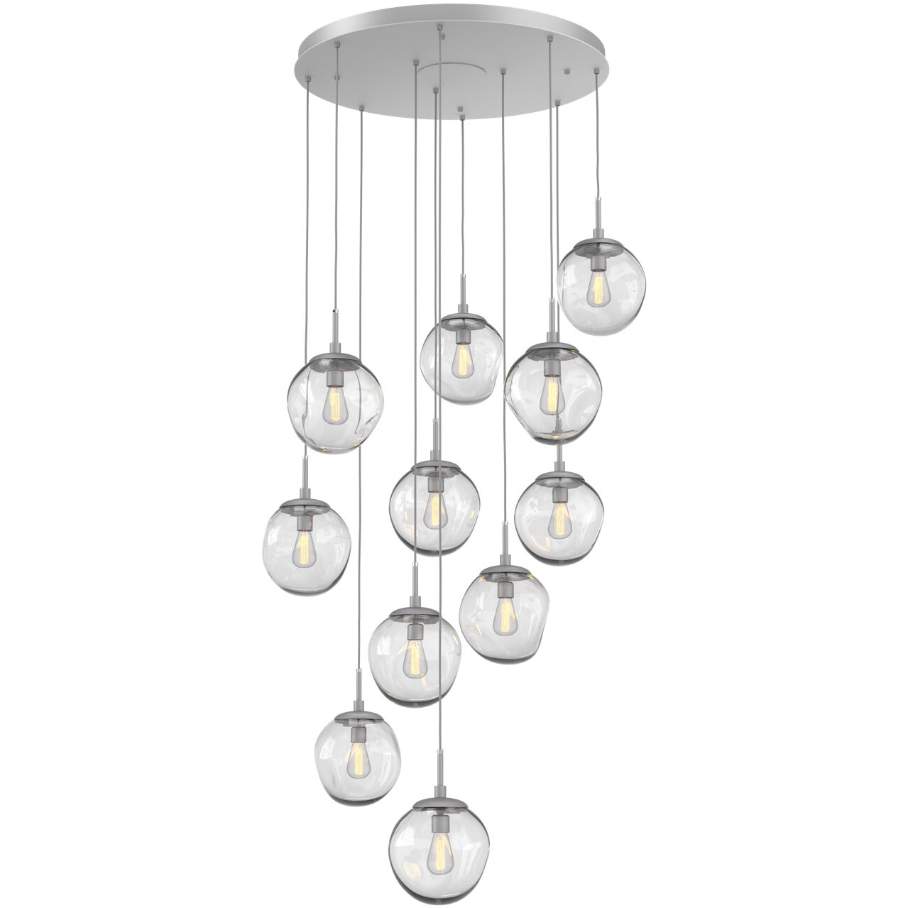 Aster Incandescent 11 Light Classic Silver Chandelier Ceiling Light, Round Multi-Pendant