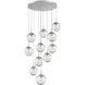Aster Incandescent 11 Light Classic Silver Chandelier Ceiling Light, Round Multi-Pendant